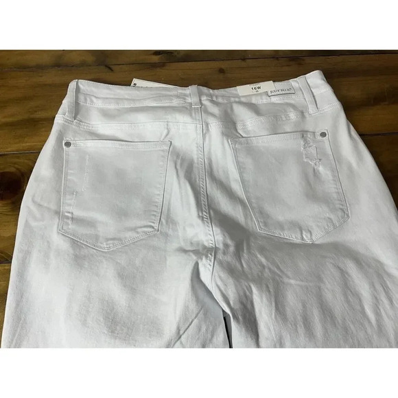 JUDY BLUE Jeans Womens 16W White Boyfriend Fit Stretch Distressed Mid Rise - Picture 11 of 15